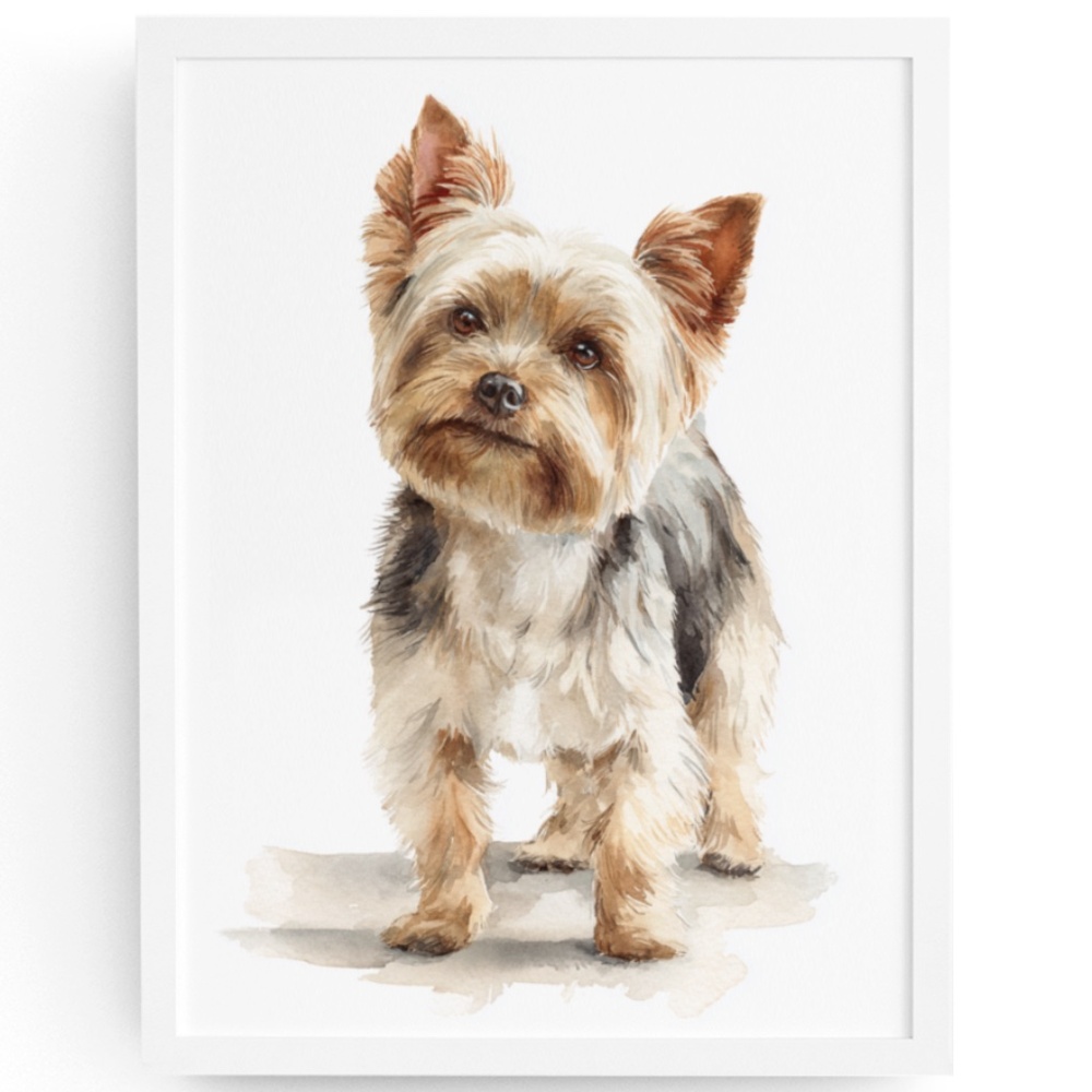 Watercolor Yorkshire Dog Portrait Art Print – Unframed Fine Art Poster